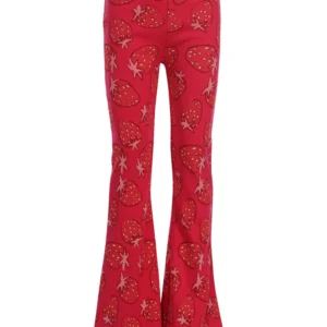 Zola kinderkleding Flaired broek in vrolijke aardbeienprint voor kinderen