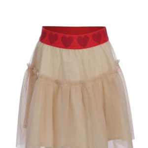 Hippe beige tulle rok met hartjesband voor meisjes