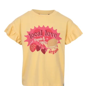 Zola Kids Hip geel T-shirt met schattige roezel mouwen voor meisjes