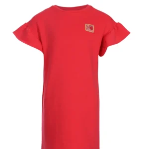 Hippe poppy red T-shirt jurk voor kinderen