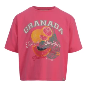 Zola Kinderkleding Hip roze T-shirt met sinaasappelen en 'Granada' tekst