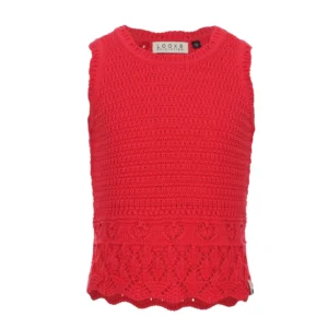 Hip gebreide spencer voor kinderen in levendig rood