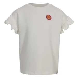 Zola Kids Stoer wit t-shirt met schattige roezel mouwen